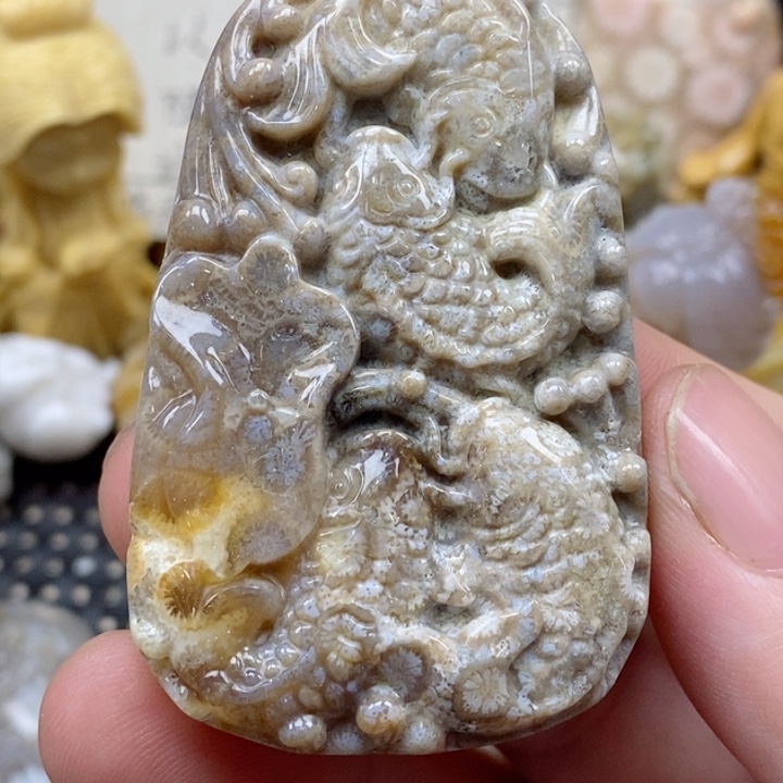 颈饰未镶嵌硅化珊瑚（珊瑚玉）有瑕