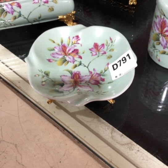 陶瓷铜配瓷小托盘收纳边长16高4.5