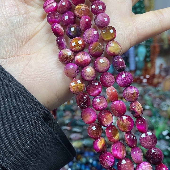 玛瑙/玉髓未镶嵌珠宝半成品虎眼切面卡8mm