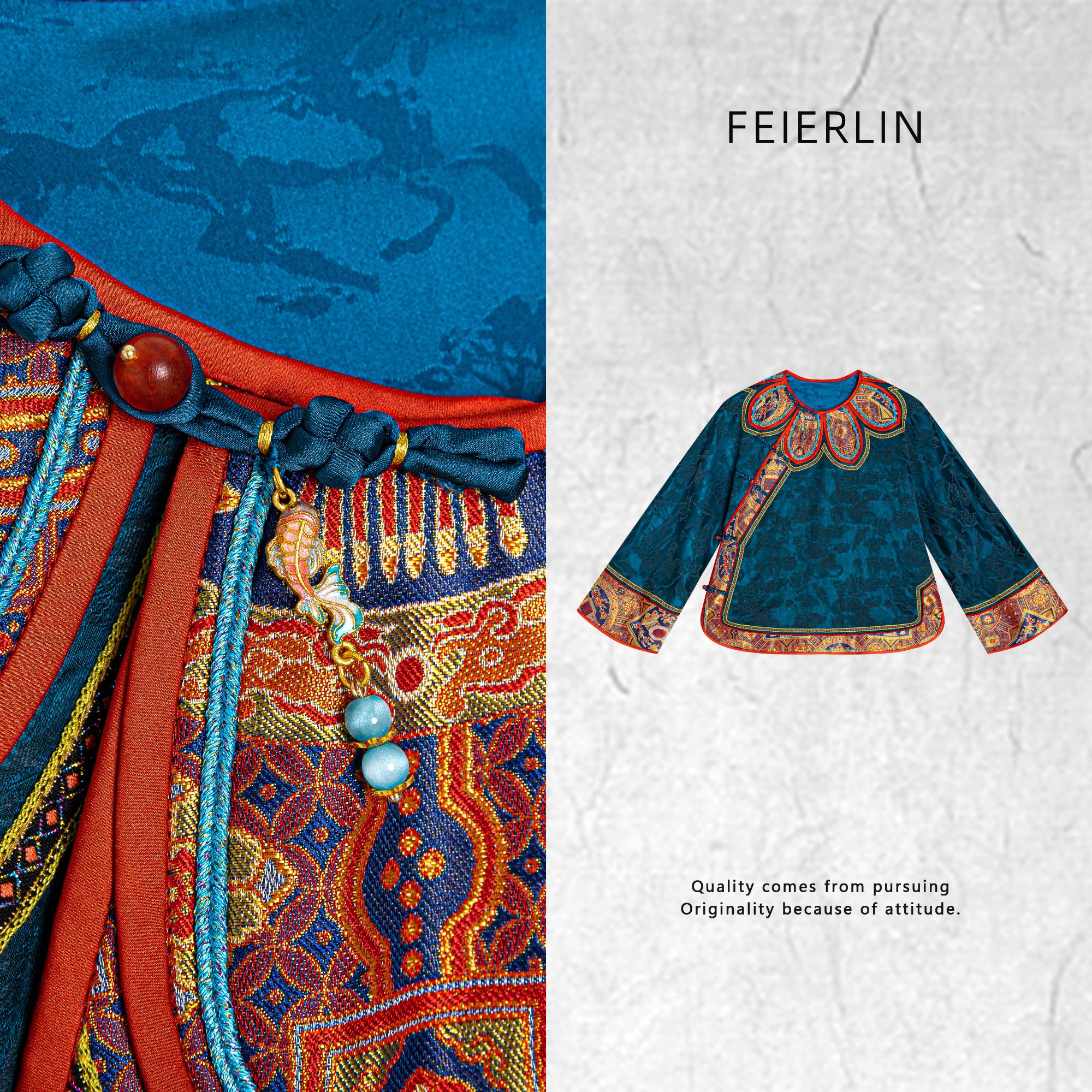 FEIERLIN- 深圳原创新中式国风女装桑蚕丝25ss秋冬上衣90095