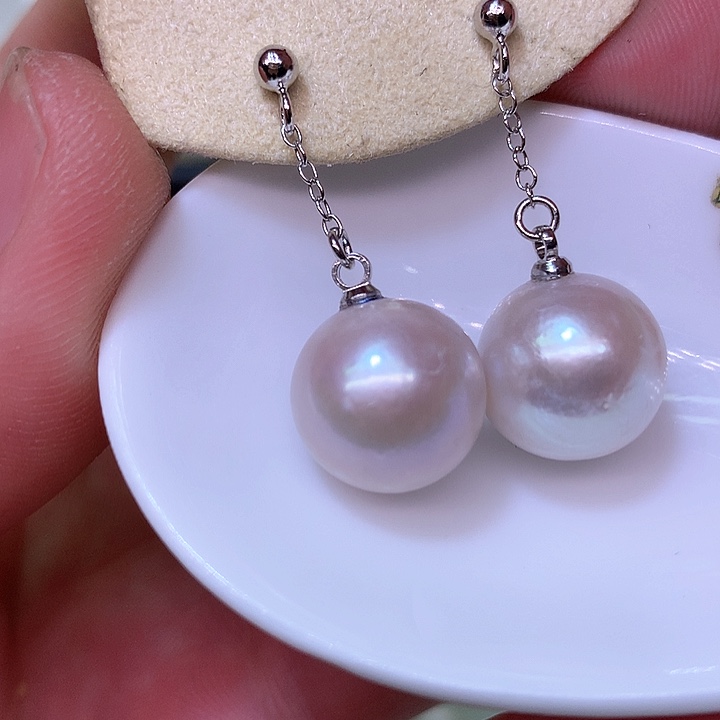银S925镶嵌耳饰淡水珍珠