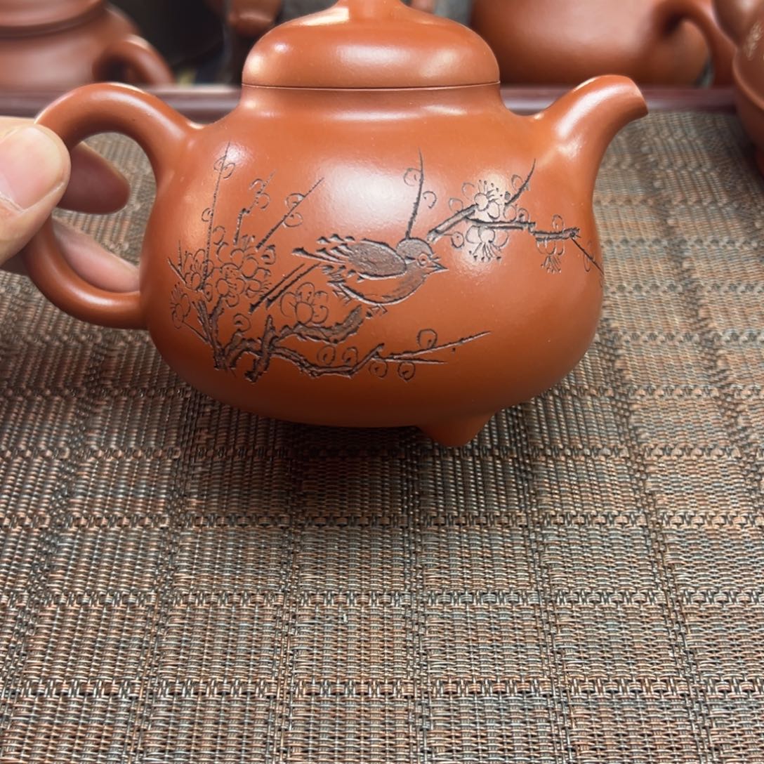 茶壶紫砂红皮龙400毫升半手工9孔出水