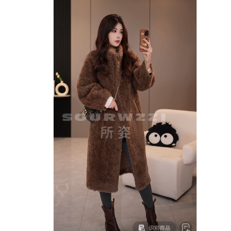 SOURWZZI/所姿新款冬季长款气质加厚休闲女士羊毛外套SZ-S77001
