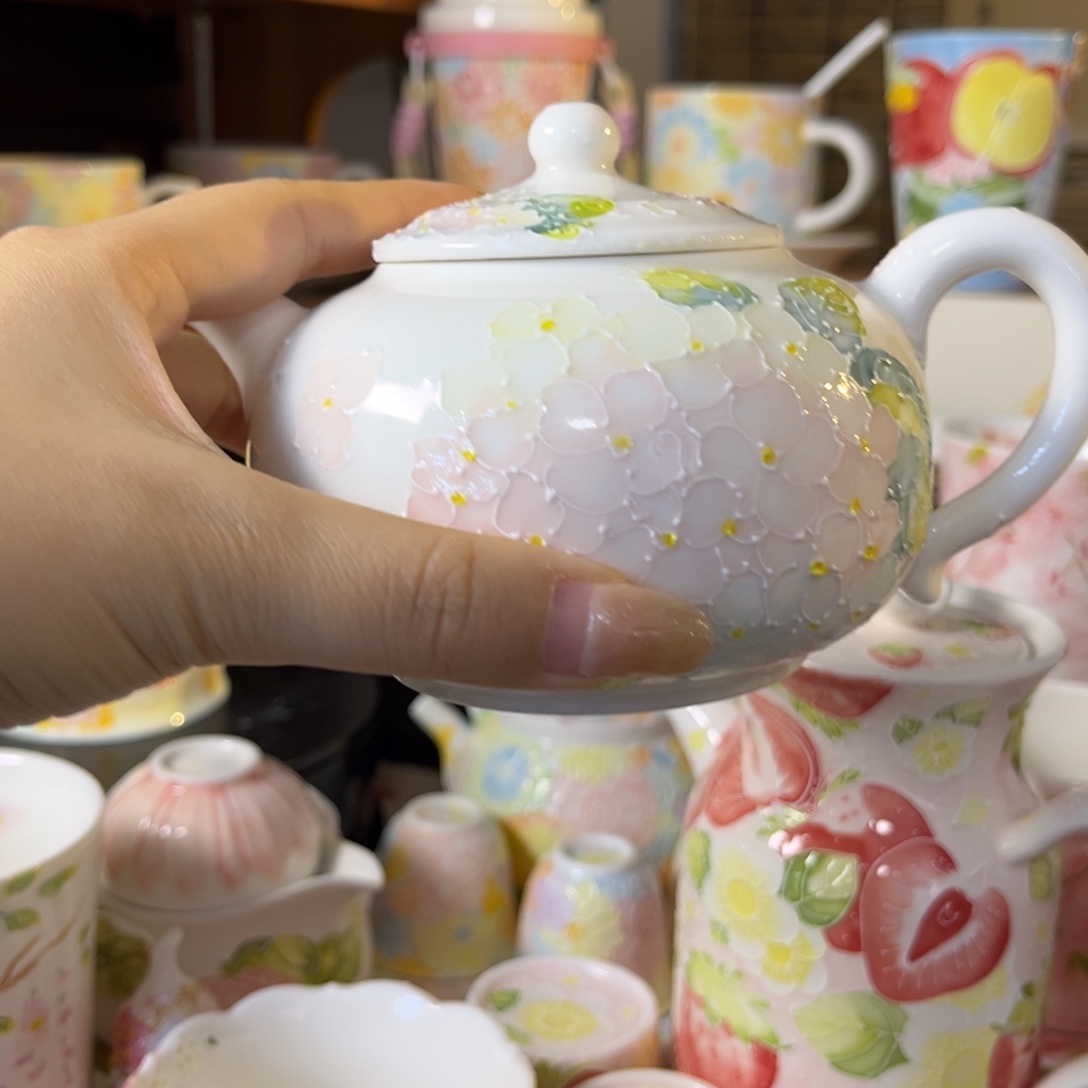 莫****陶瓷手柄款桃花茶具套装定制