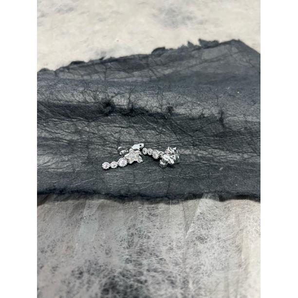 铜合金耳饰 B-40077   土土五角星锆石银色简约款耳饰百搭耳钉