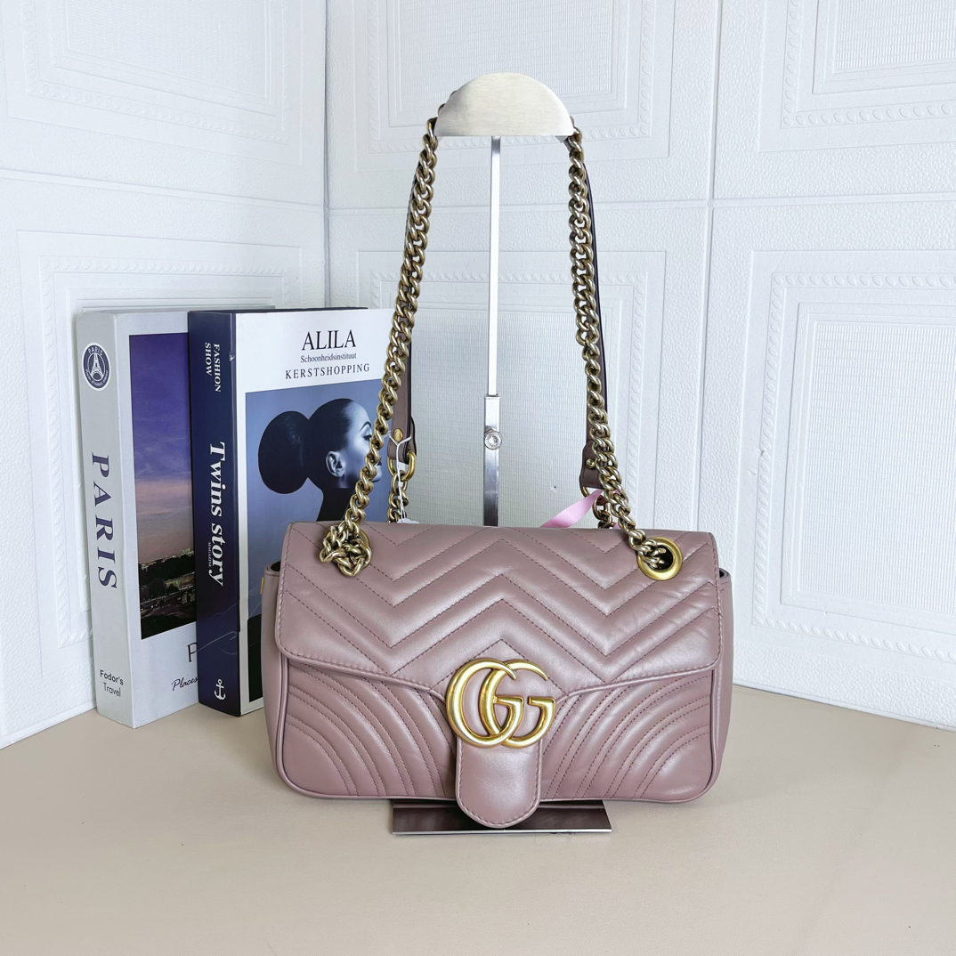 95新 GUCCI/古驰 95新 奶茶色马蒙26单肩斜挎包