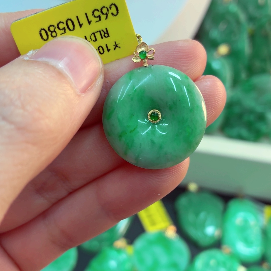 翡翠18K金镶嵌吊坠(不含链)