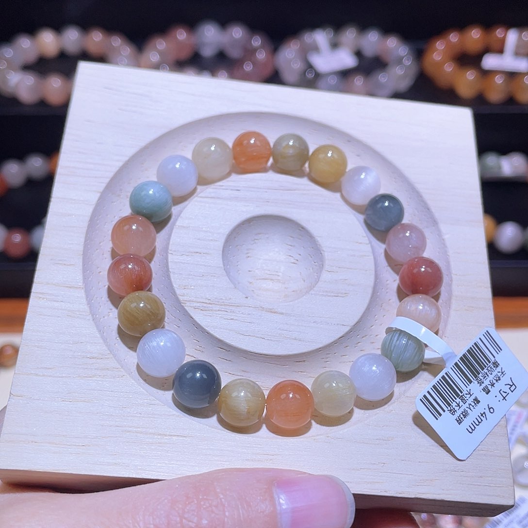 水晶手链未镶嵌兔毛手链，晶体通透9.4