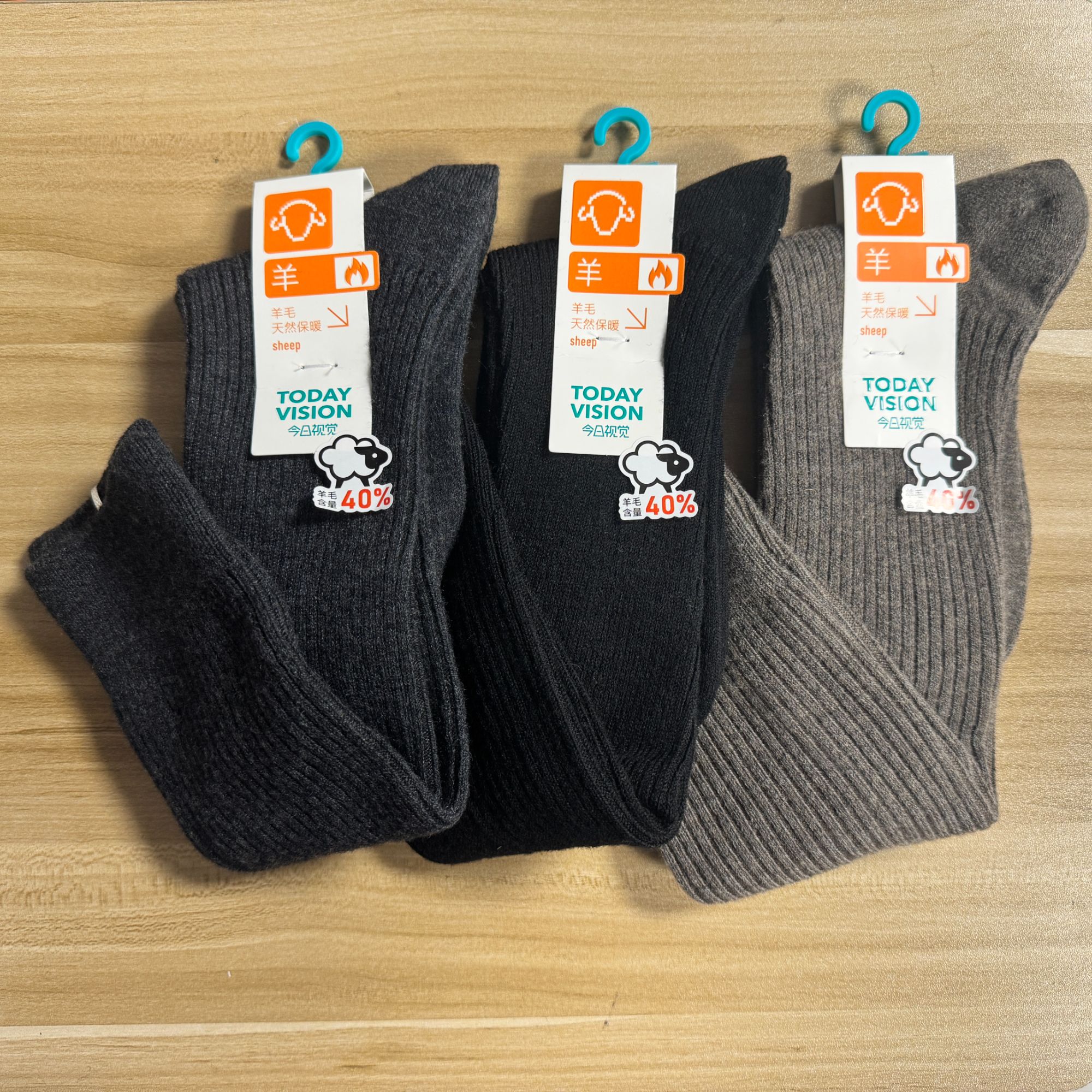 1122新款中筒保暖宽口羊毛竖条秋冬女士小腿袜