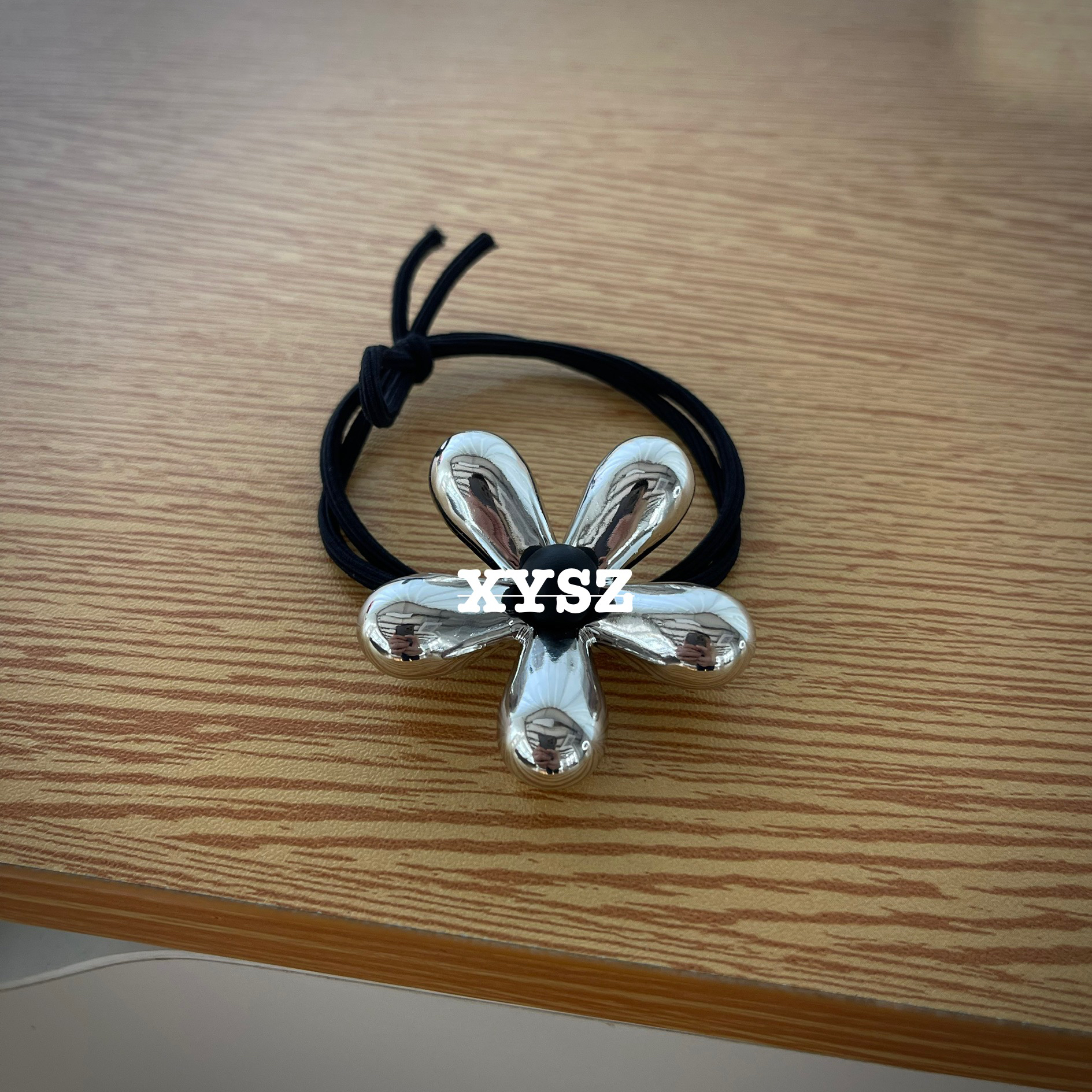 银色花朵发绳轻职风甜美风日韩欧美风发绳发圈复古简约高智淡人风