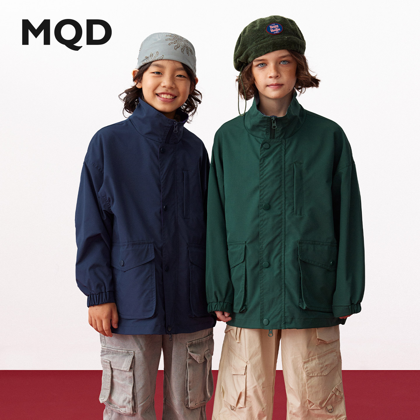 MQD马骑顿2025秋季新款日系儿童夹克外套户外防风宽松时尚休闲