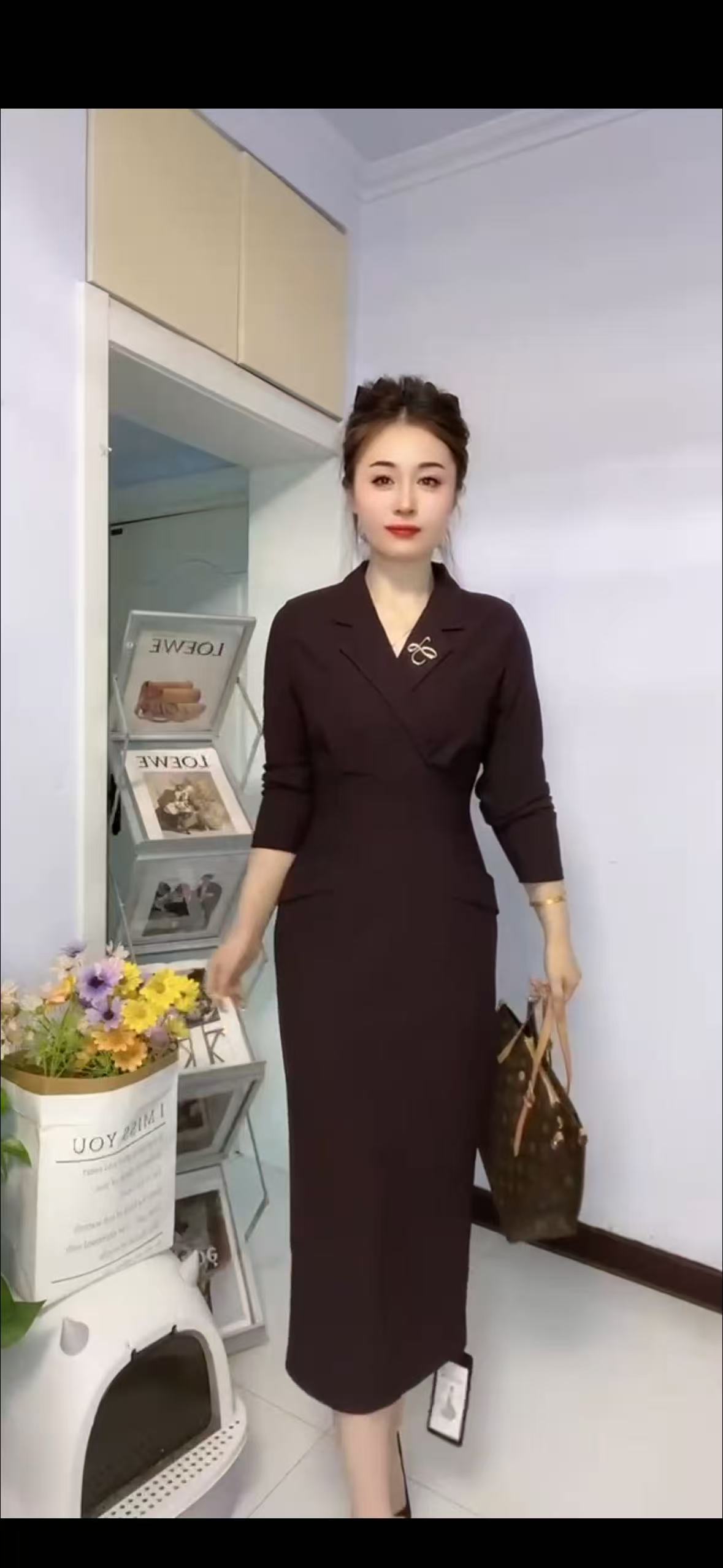 常规H裙显瘦御姐风X型裙连衣裙网红开叉轻奢设计师