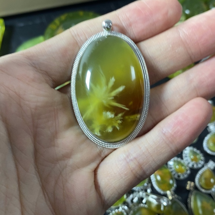 岫玉银S925镶嵌颈饰