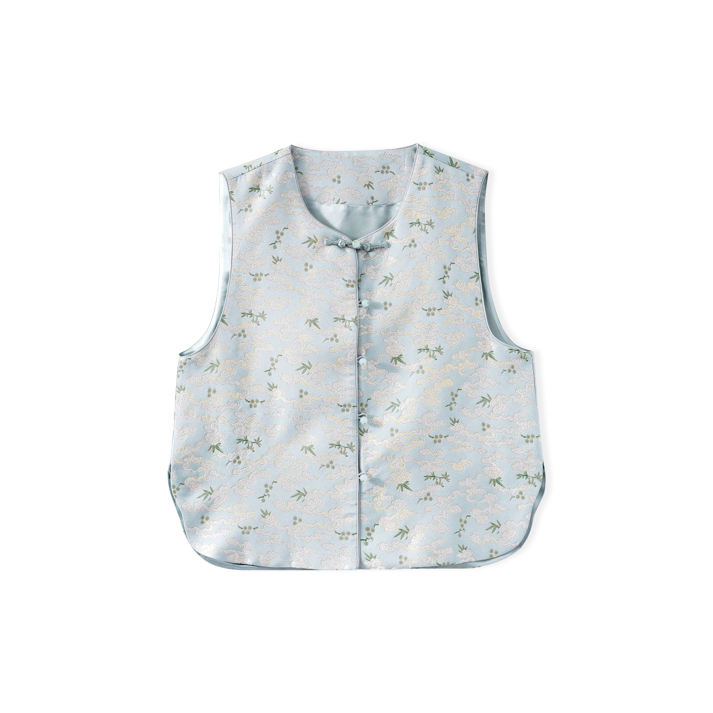 福运莲莲-新中式里外100桑蚕丝宋锦马甲国风女装BZ25222