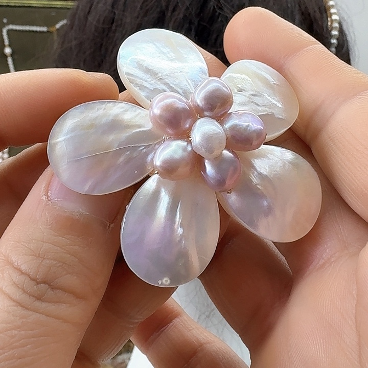 淡水珍珠发饰银S925镶嵌