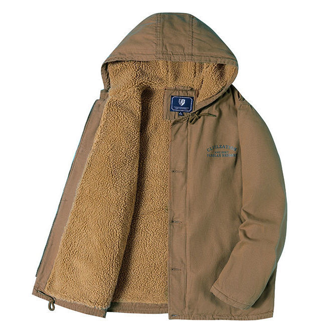 男士冬季外套带帽美式复古加绒加厚棉衣坦克棉服JGM1883