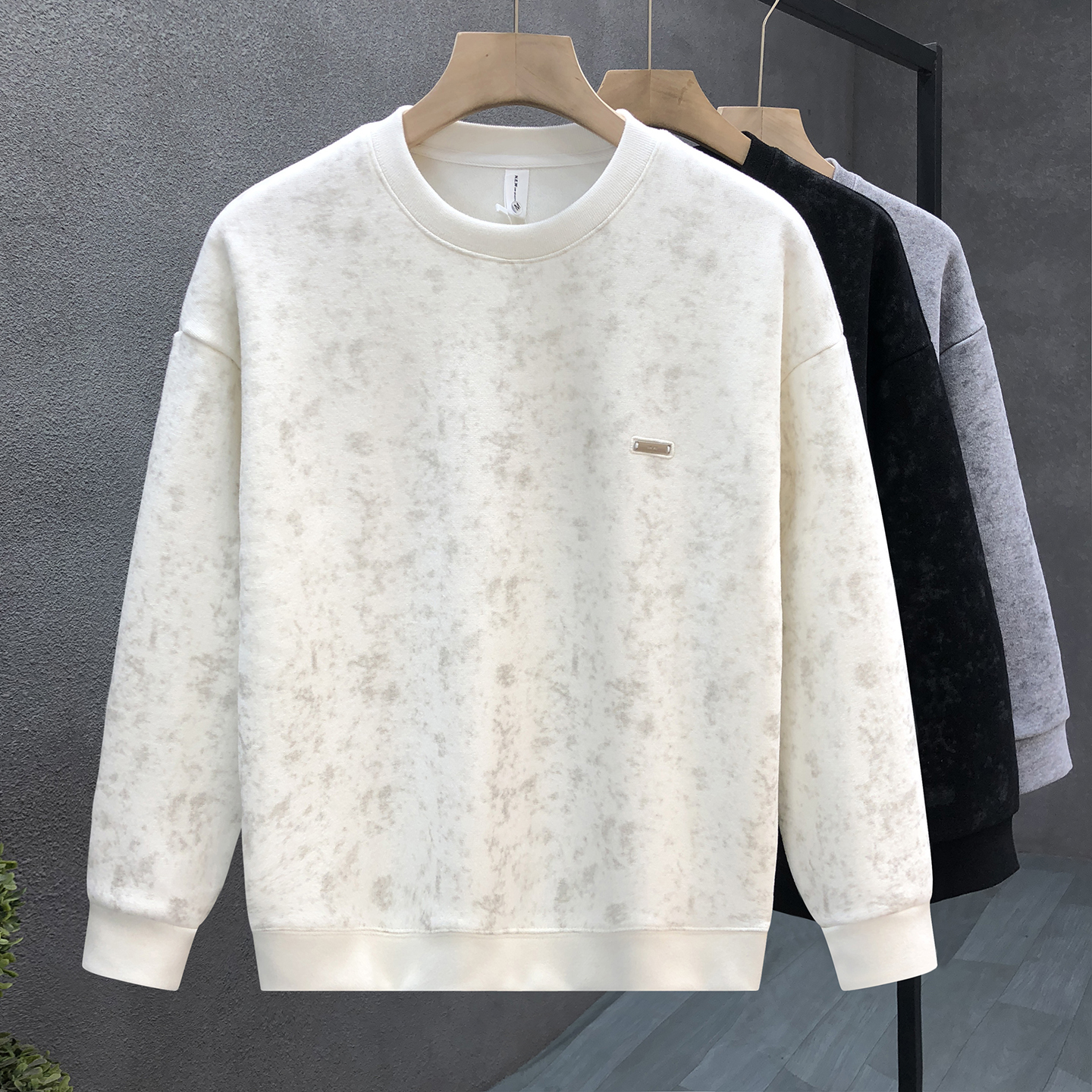 郎的高端针织面料软糯卫衣男冬天加绒加厚打底衫2025冬季新款上衣