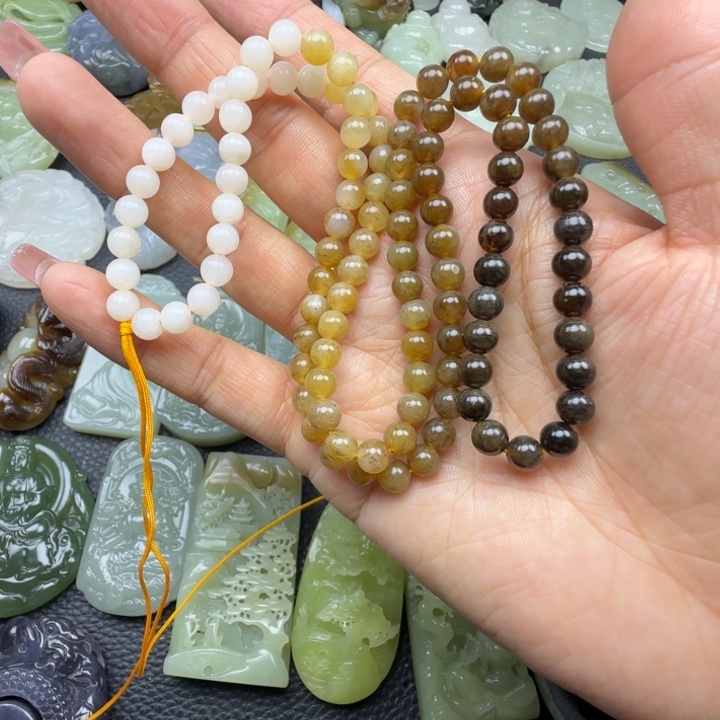 和田玉未镶嵌颈饰108卡6