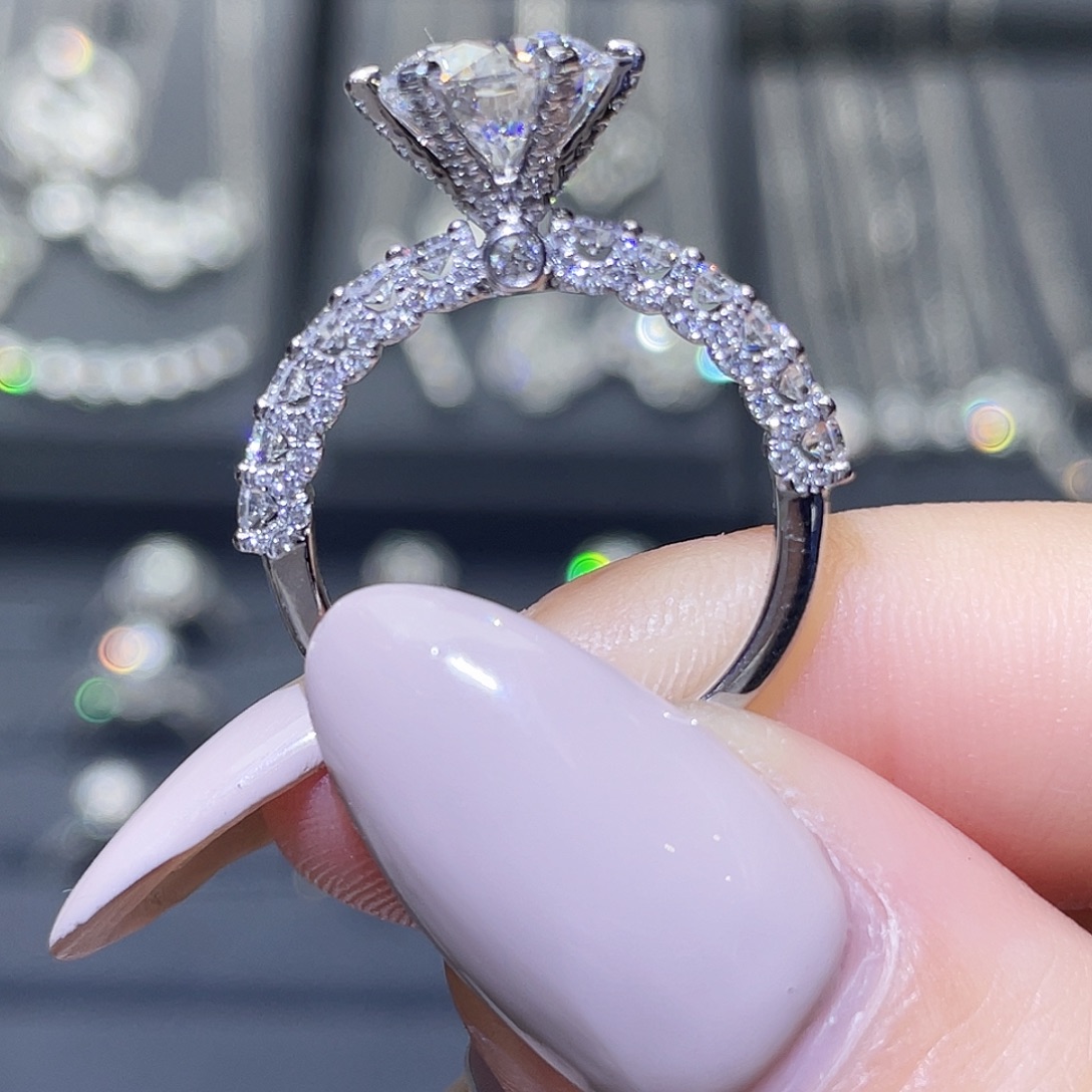 实验室培育钻石铂Pt950镶嵌2ct 蕾丝白月光戒指 13