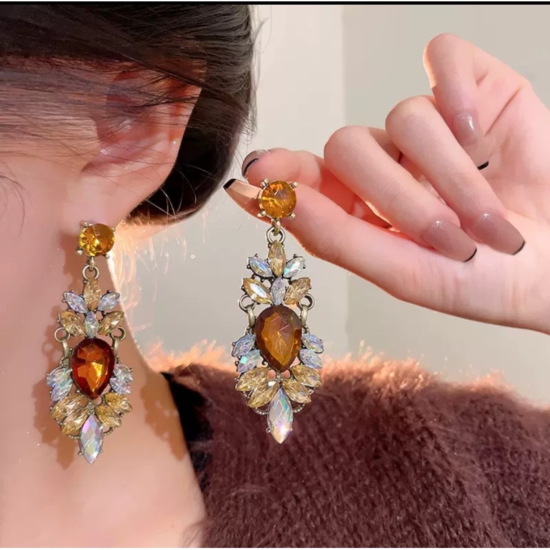 铜合金 橙黄流光耳坠e122