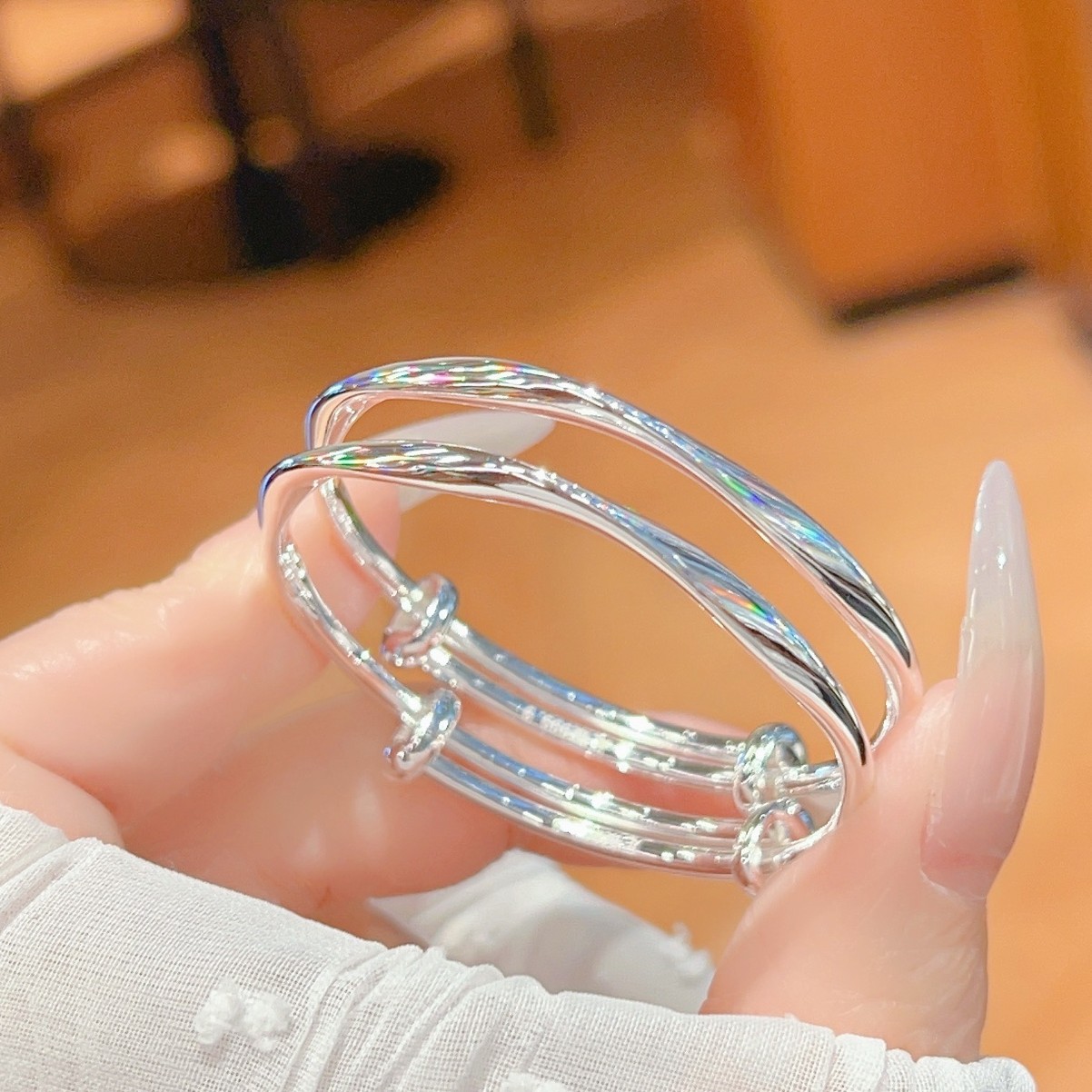 足银手镯 雪银银匠/足银999.9莫比乌斯环儿童银手镯