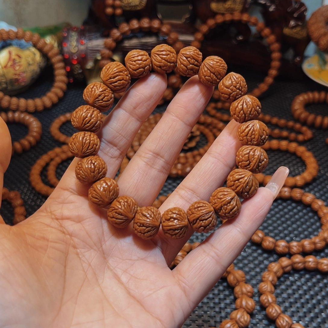 手串桃核15野生籽红皮荔枝