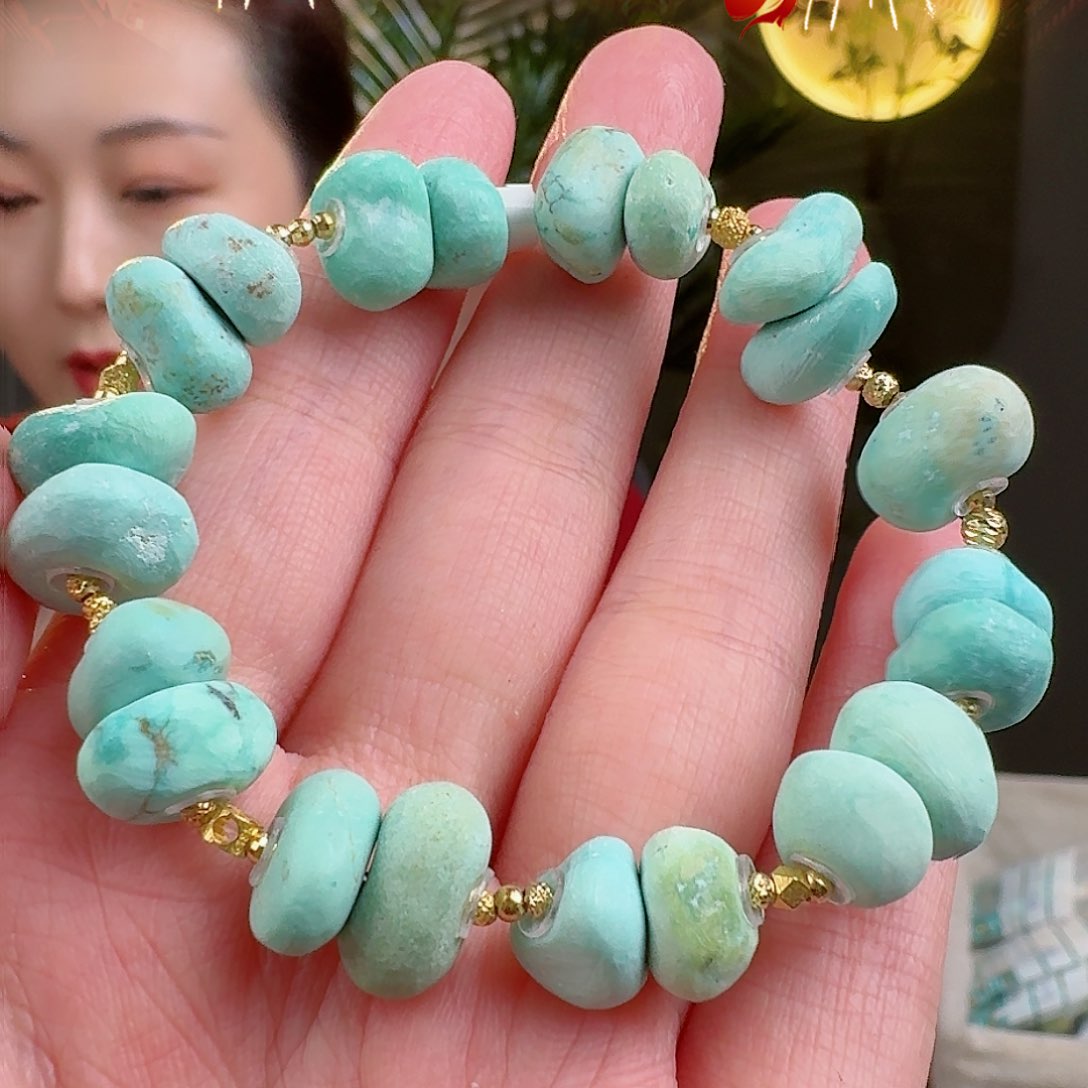 绿松石珠宝奇石18K金镶嵌