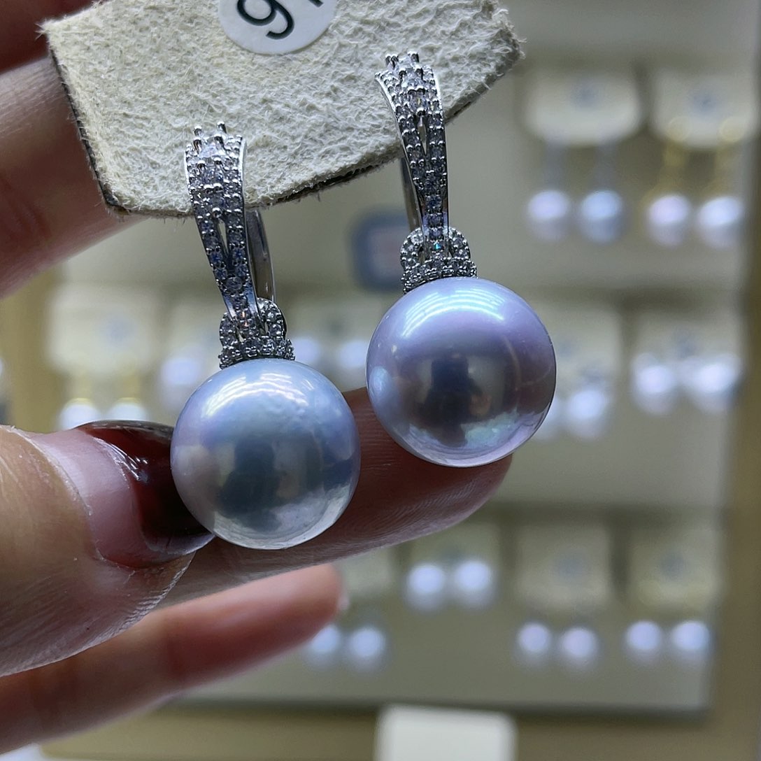 淡水珍珠耳饰银S925镶嵌