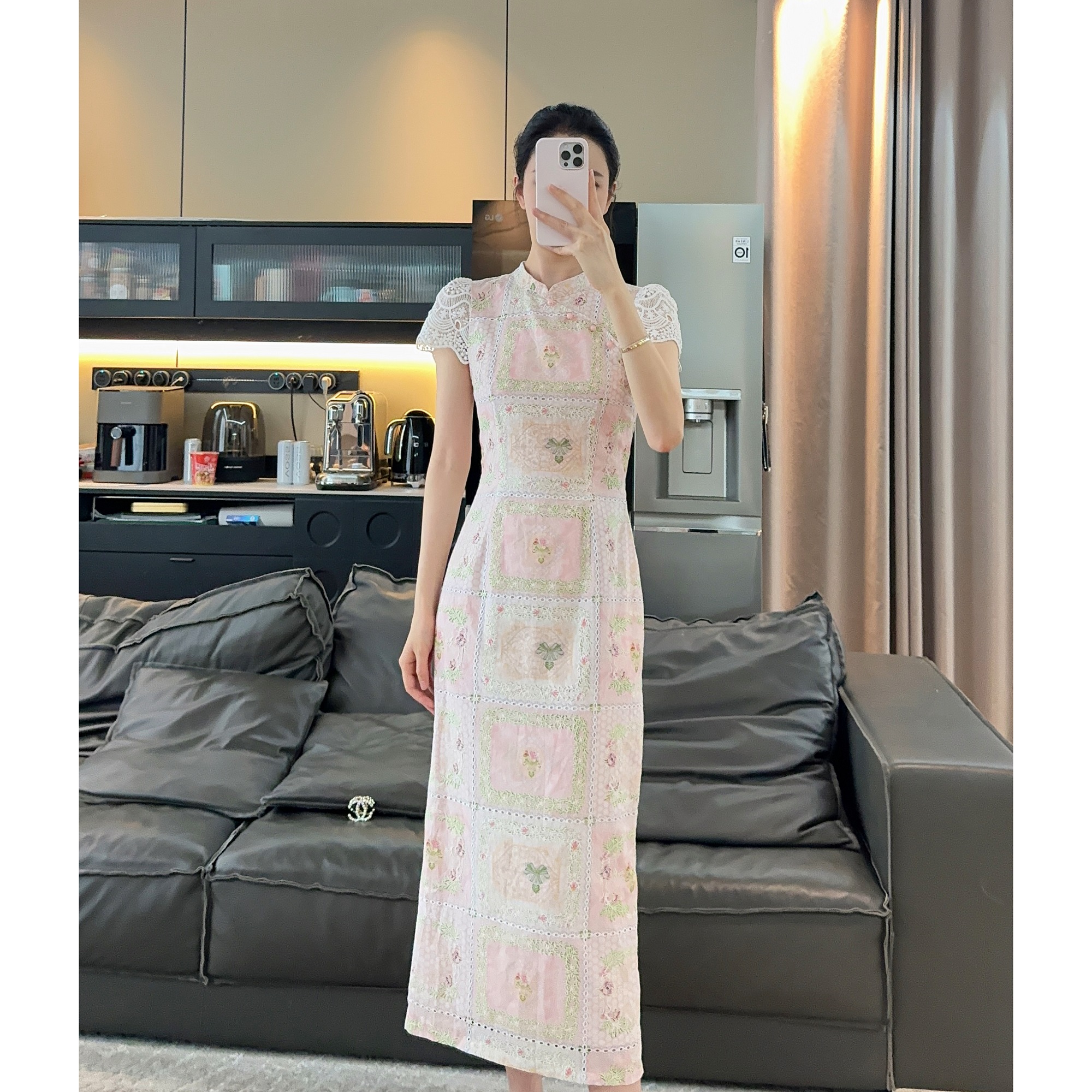 Zwinnie/詹维尼【樱桃纯棉旗袍】高定重工优雅气质连衣裙 GYS202572
