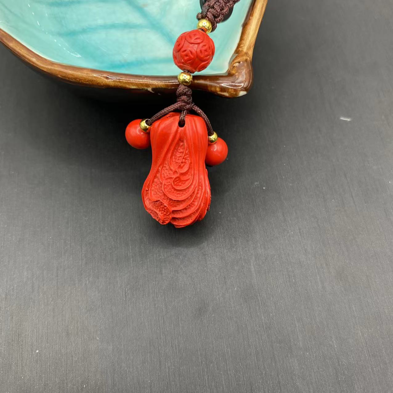 含辰砂工艺品高含量朱砂红砂设计款白菜钥匙扣爆款百财送礼