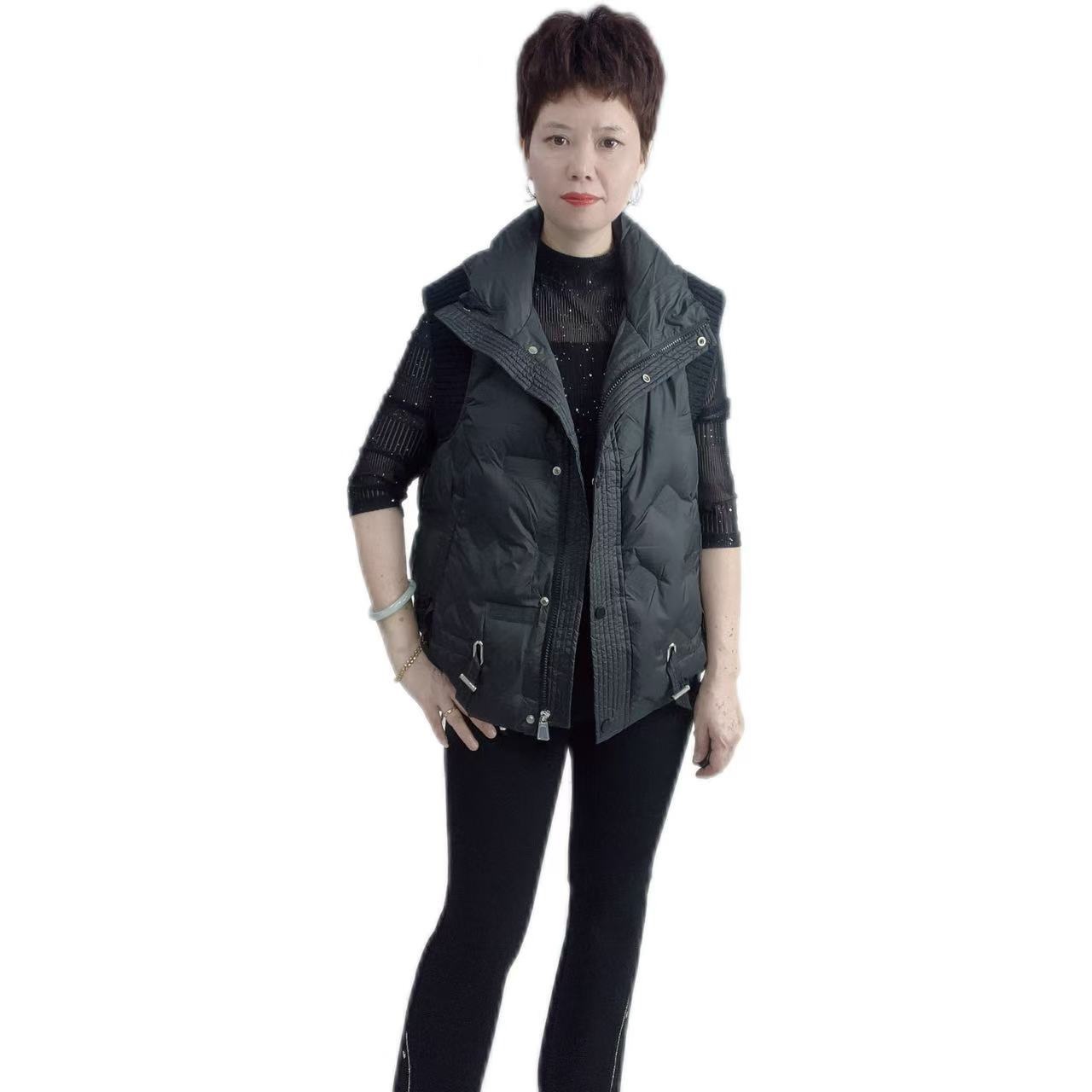 冬装新款时尚气质针织拼接棉服马甲