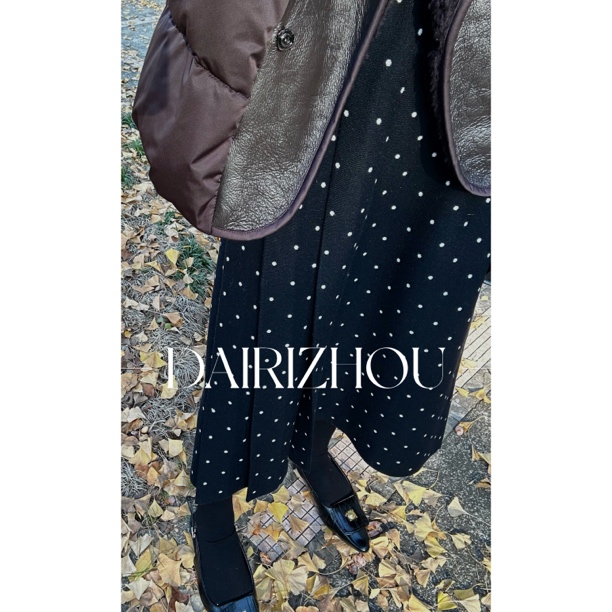 DAIRI ZHOU▪️时光褶皱    绵羊毛不对称针织半身裙波点松紧腰唐装