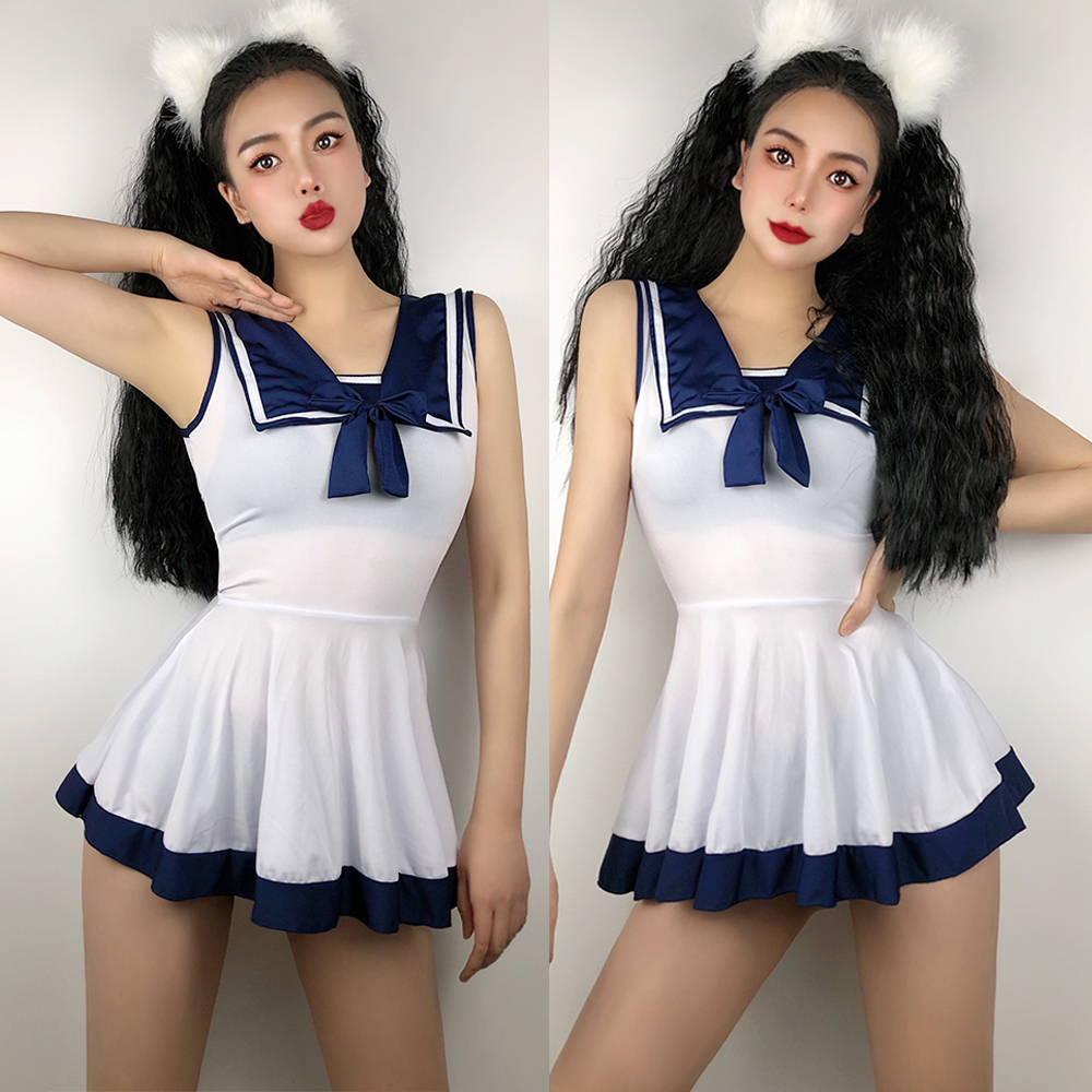 【快乐水手】性感纯欲风诱惑JK水手服学院风超短新年战袍连衣裙子
