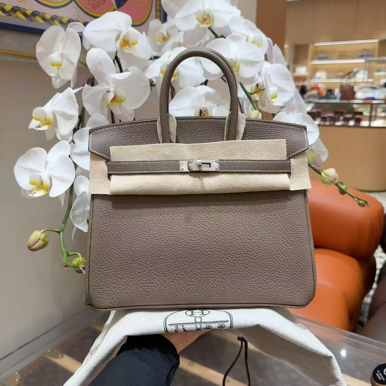 全新未使用 Hermes/爱马仕 Birkin25/大象灰银扣/Togo皮/W刻