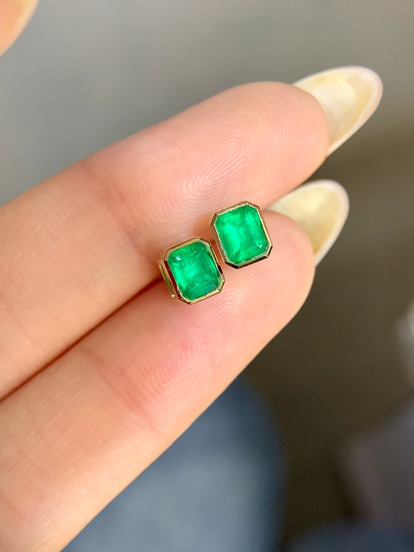 【YiYI】0.75ct祖母绿耳饰/18K金/附证#YH