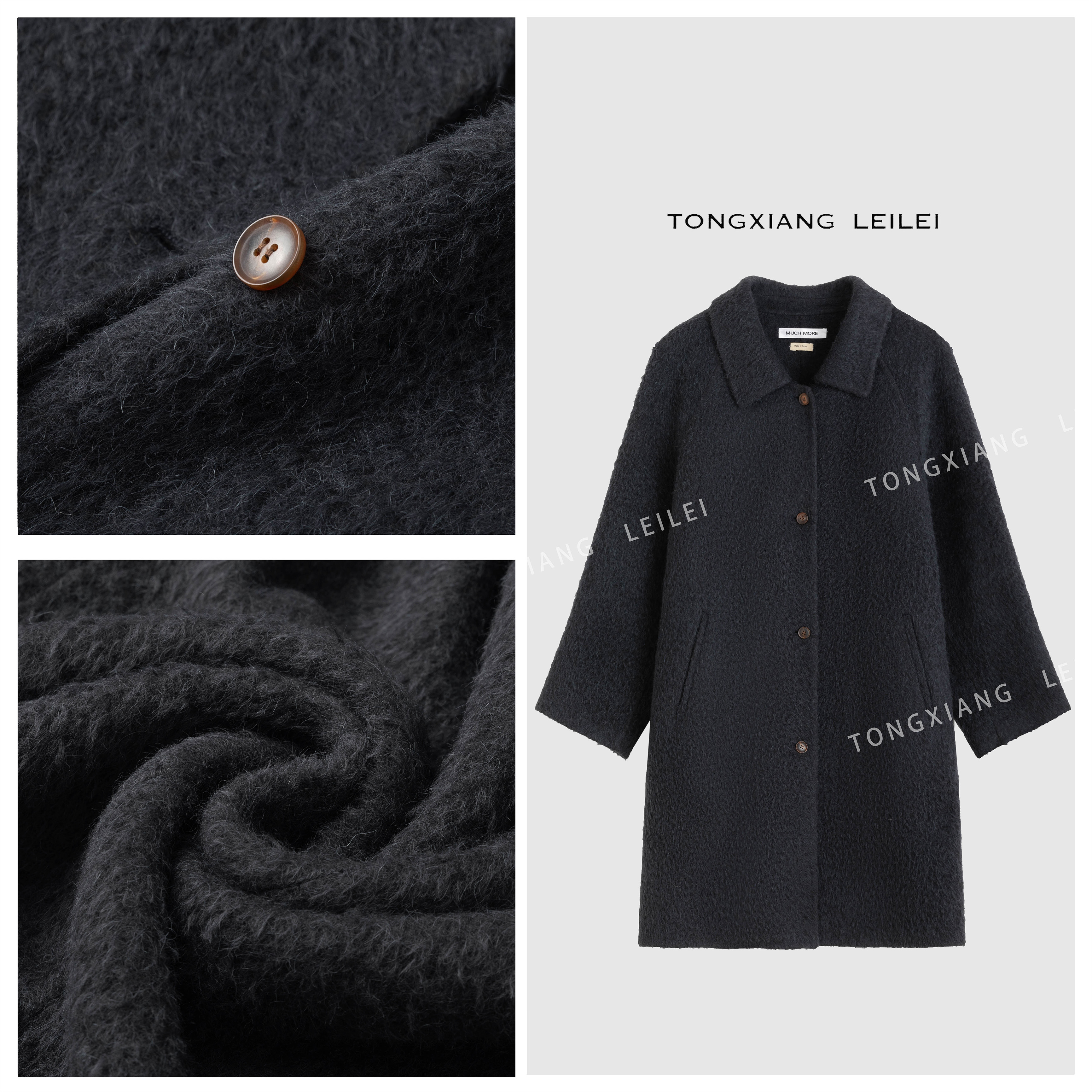 【LEILEI】baby羊驼气质宽松型中长款外套方领过年战袍