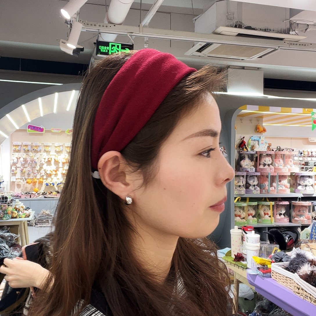 皮质非金属光板红色发箍