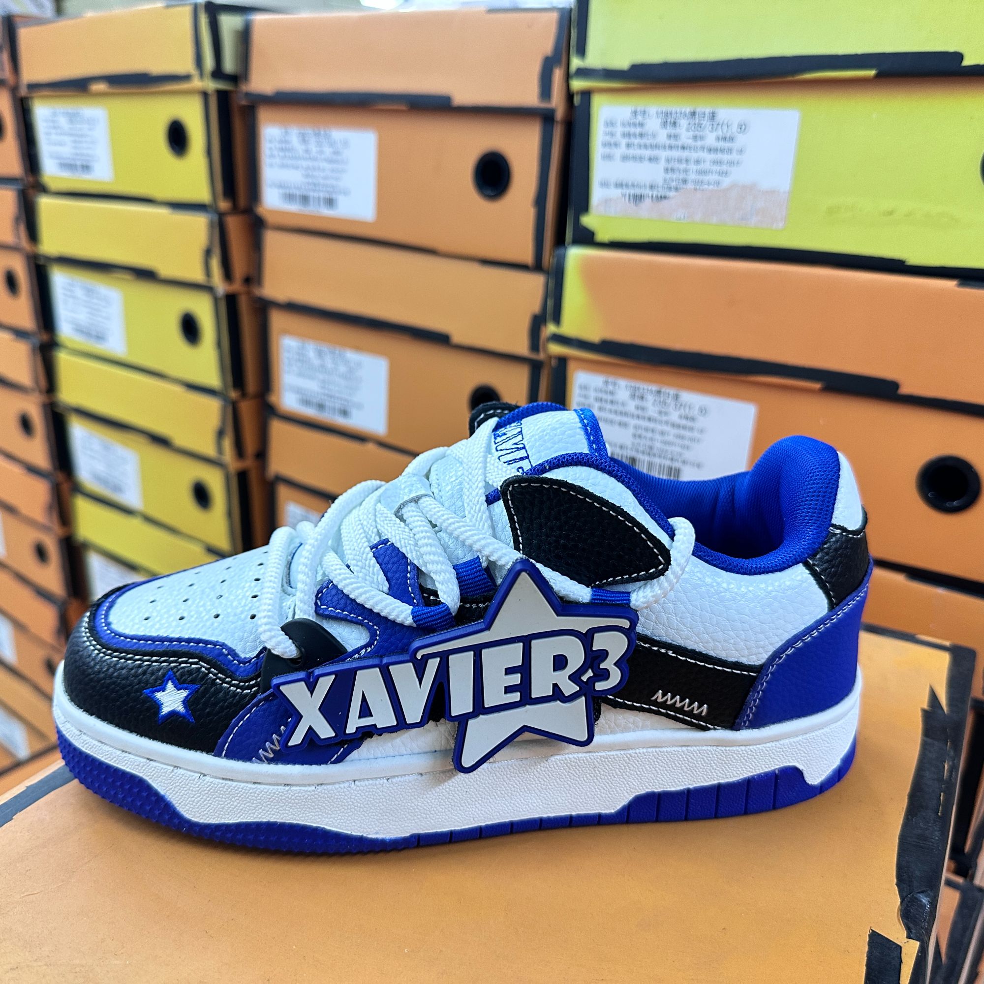 【X336-黑白蓝/黑白】男女同款解构双鞋带复古百搭休闲板鞋[Y/C]