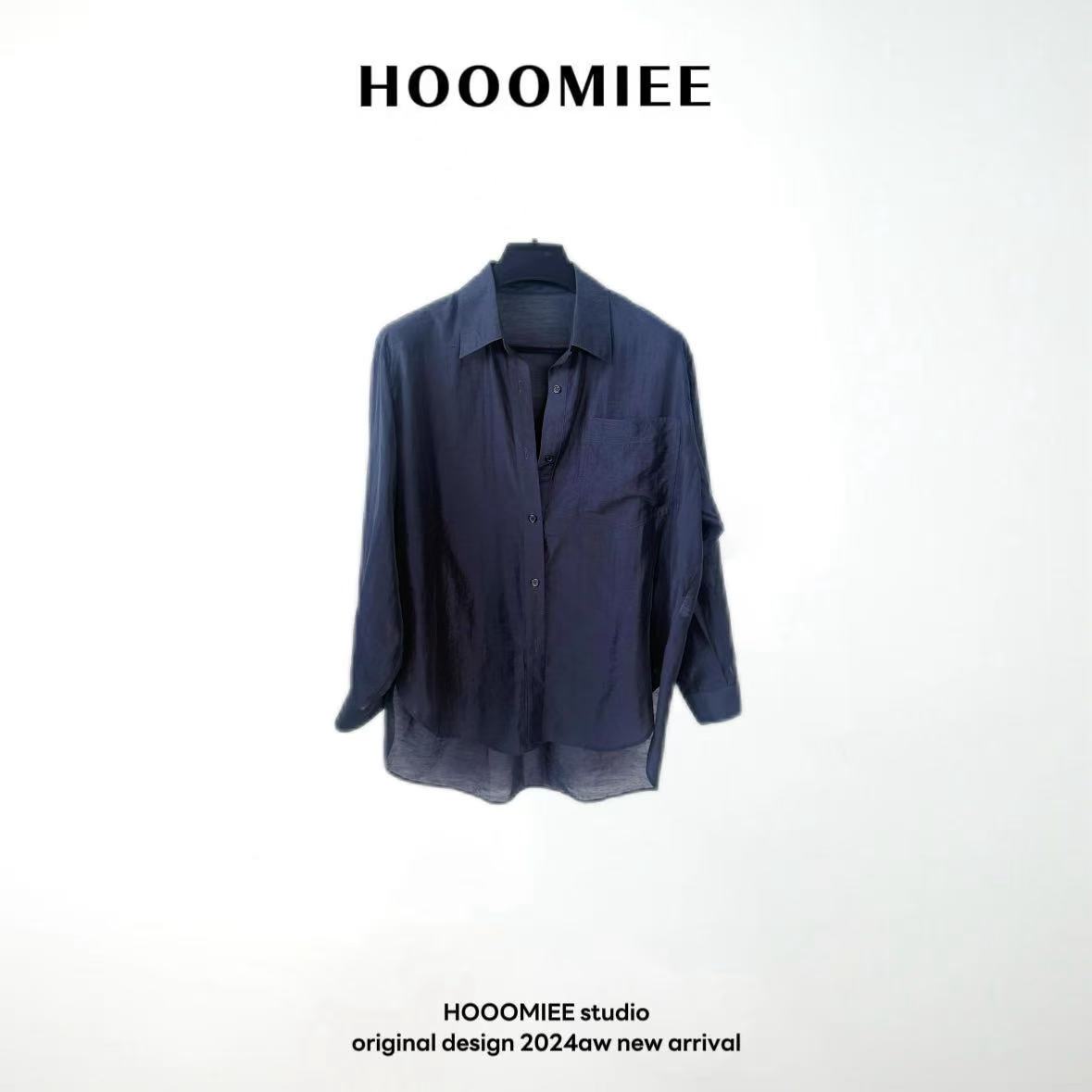 Hooomiee天丝亚麻衬衫慵懒风休闲长袖外搭衬衣CC1078