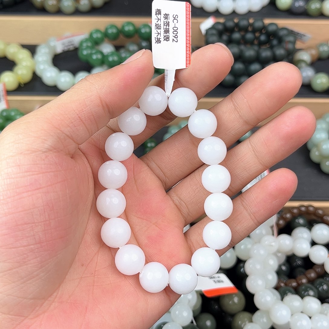 和田玉手串未镶嵌纯天然新疆和田玉05于阗12mm