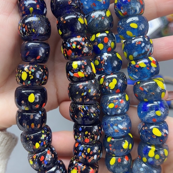 颈饰琉璃琉璃琉璃蓝色点彩小珠珠