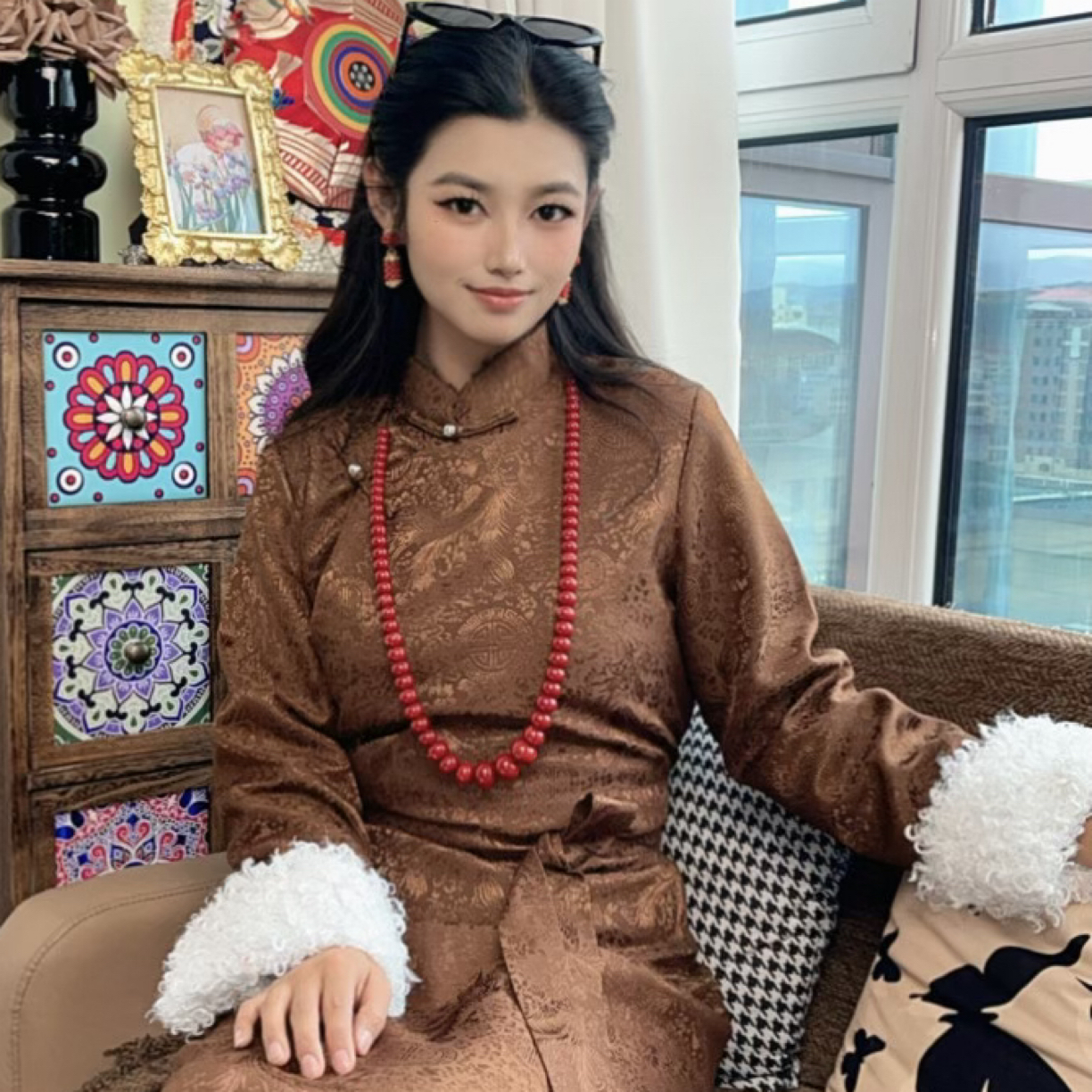 DAHO秋冬简易式藏式博拉裙加绒加厚保暖民族风西藏服