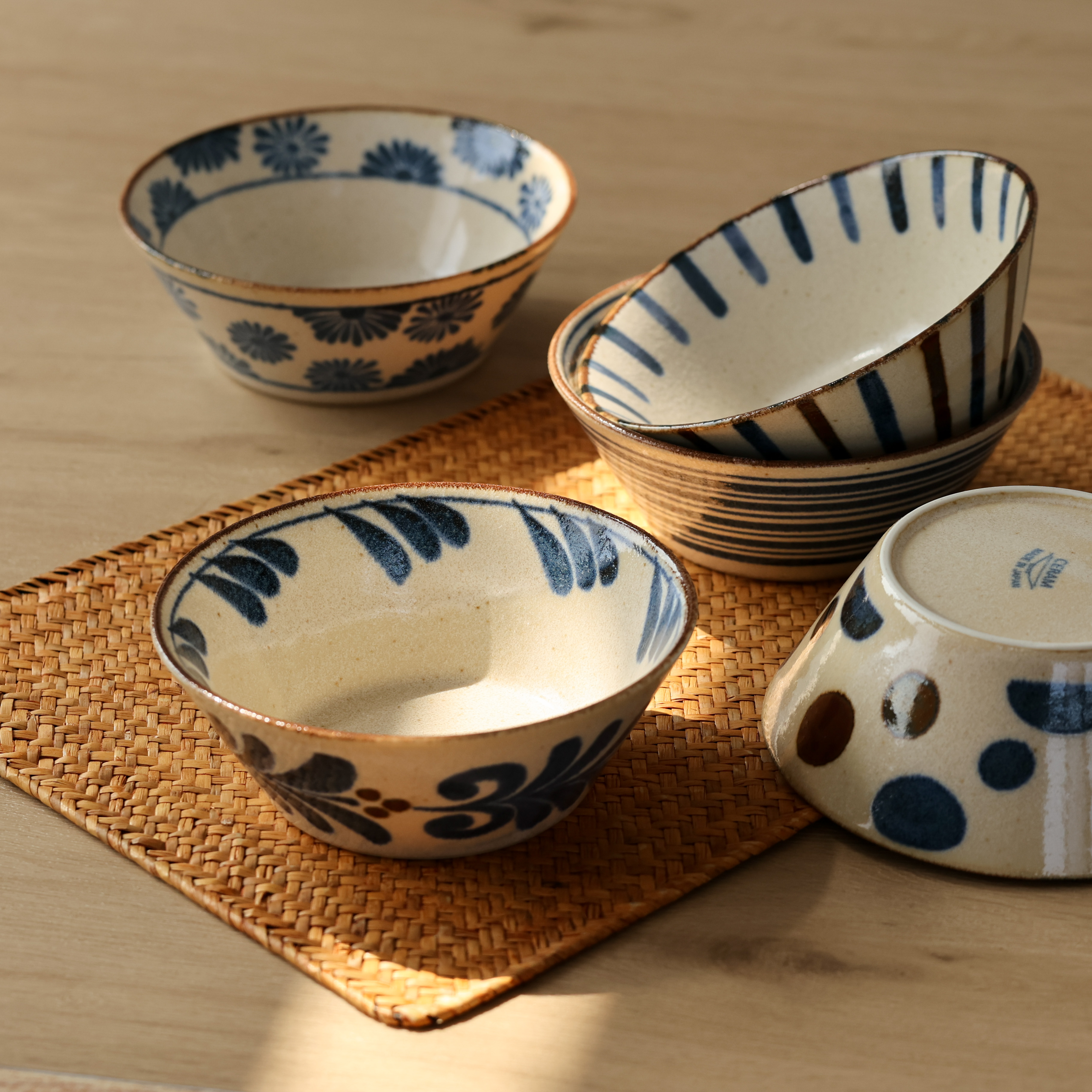 美浓烧秋收系列17cm平底汤碗