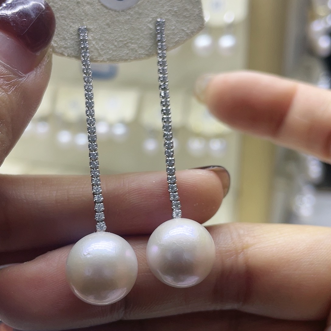 淡水珍珠耳饰银S925镶嵌