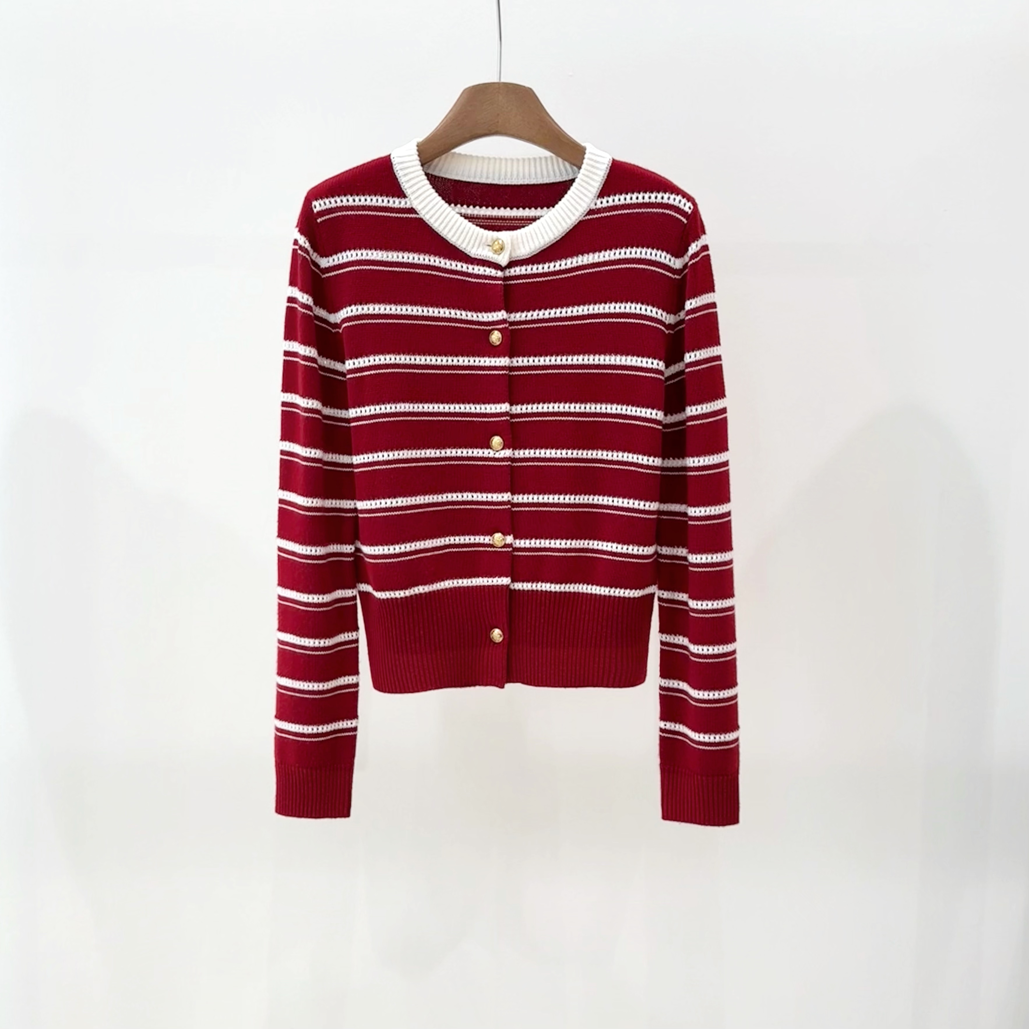 秋冬撞色针织开衫毛针织衫长袖气质时尚女针织衫L008