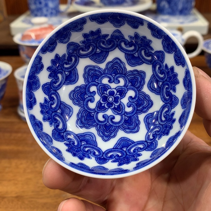 柴窑青花宝象普洱杯