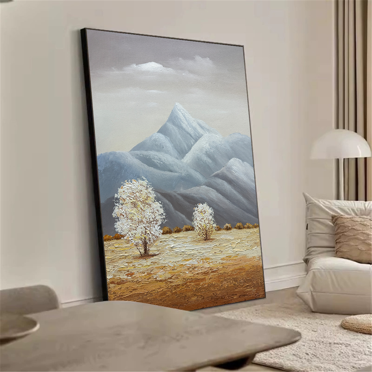 （山镜）手工油画现代简约客厅竖版装饰画沙发走廊玄关挂画