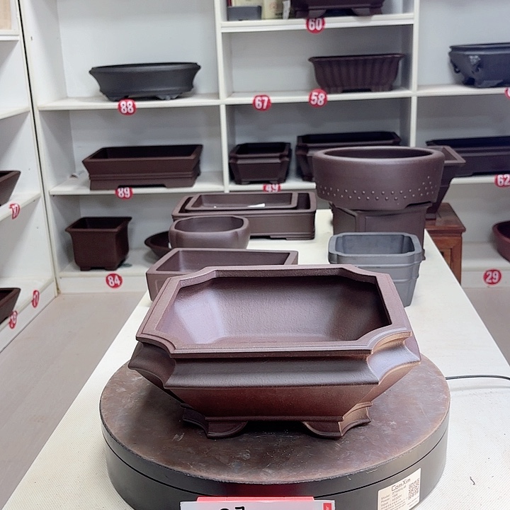 紫砂花盆切角小四方