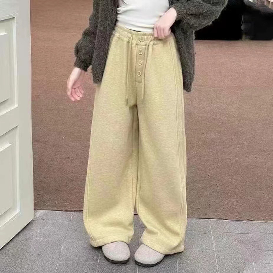 女长裤冬季儿童休闲裤女童加厚秋冬加绒儿童直筒糯米裤