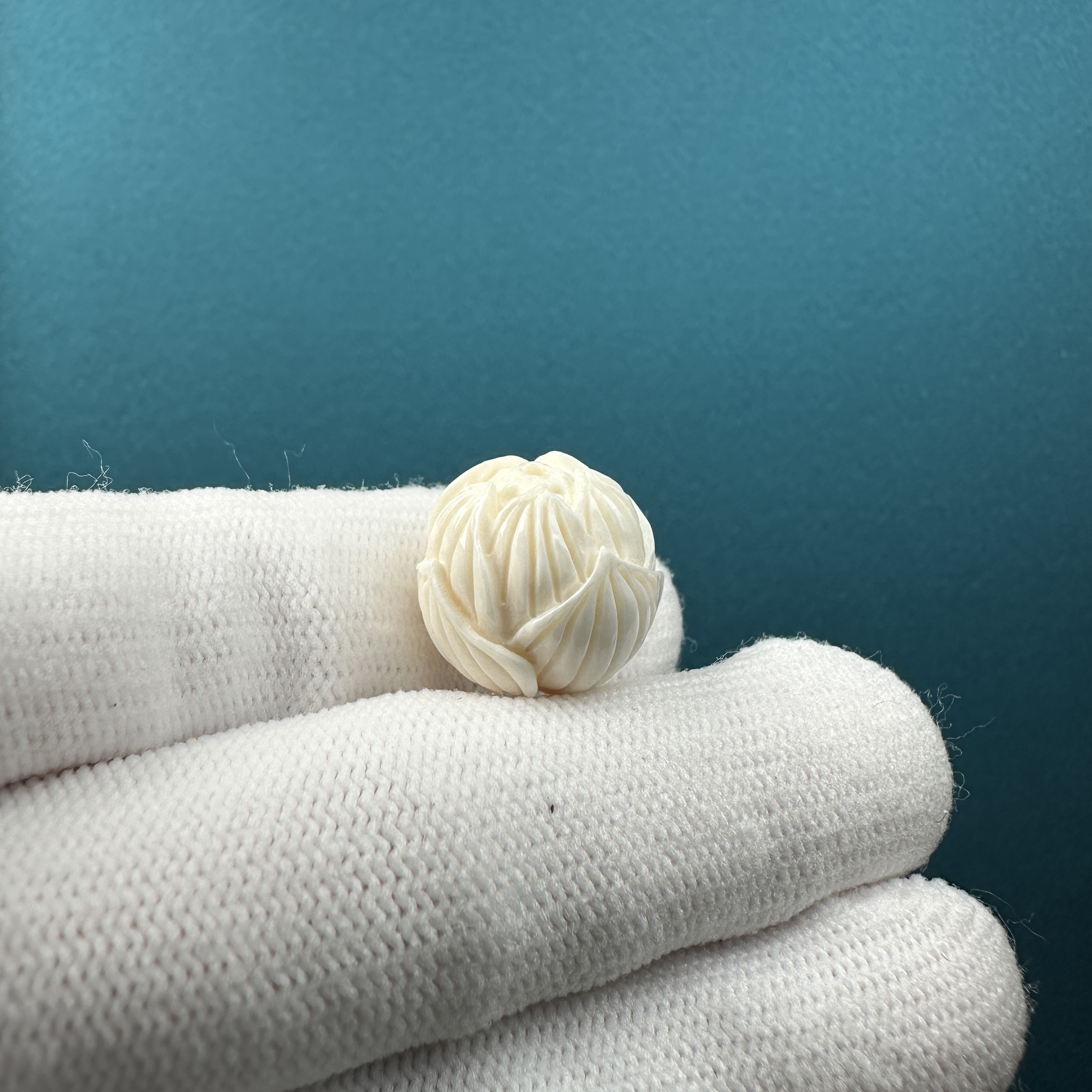 K1270天然猛犸 雕刻莲花珠16mm一物一图假一罚十